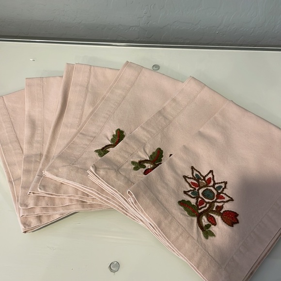 6 Vintage Pottery Barn Embroidered Fall Napkins 100% Cotton - Picture 2 of 7